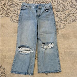 Zara Light Blue Distressed Boyfriend Jeans size 8